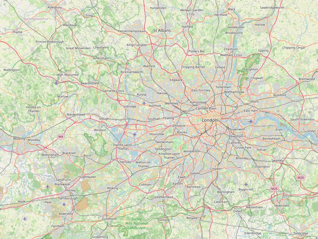 Detailed street map of London showing Fanatic Pest Control coverage